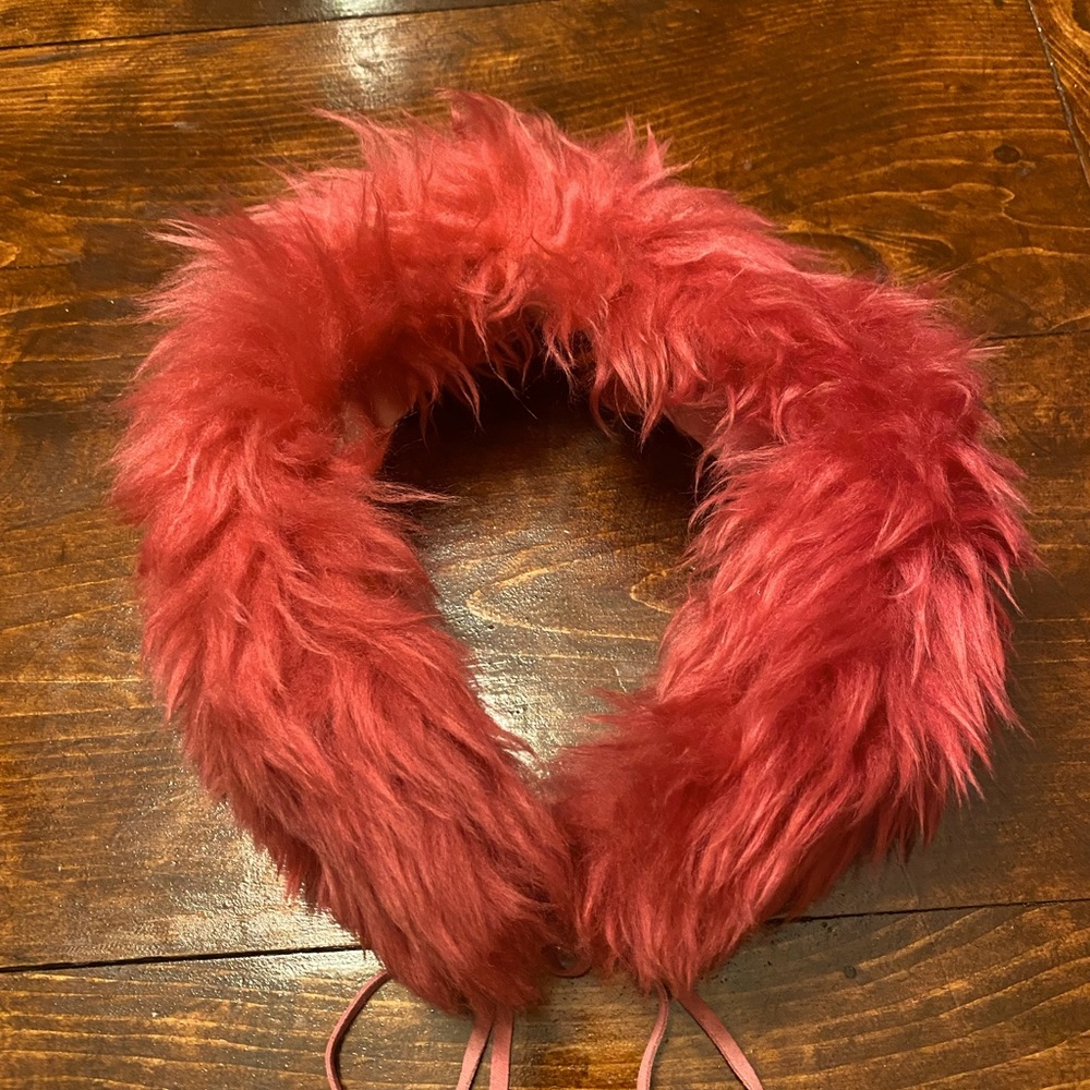 Furry tie on scarf! Looks fantastic attached to your winter coat!